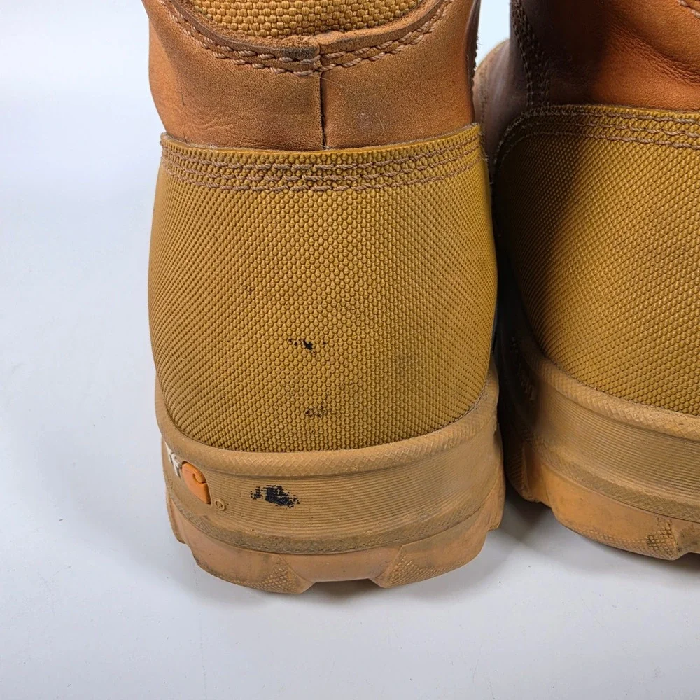 Carhartt Waterproof Work Boots Men's 12 Brown Leather Soft Toe Lace Up Workwear